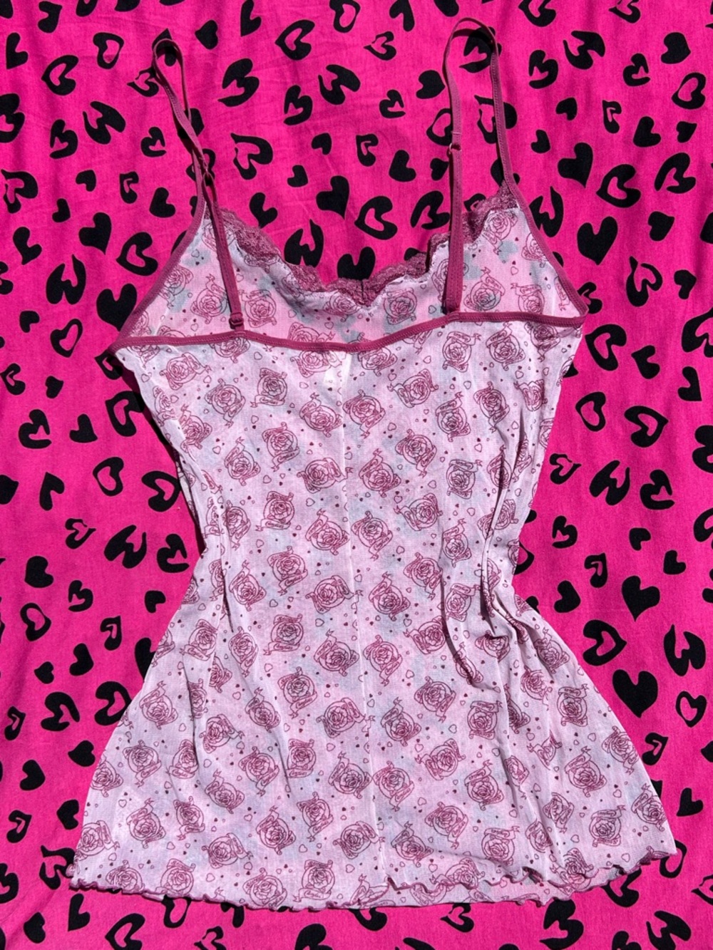 Candie's Pink Floral Lace-Trim Cami
